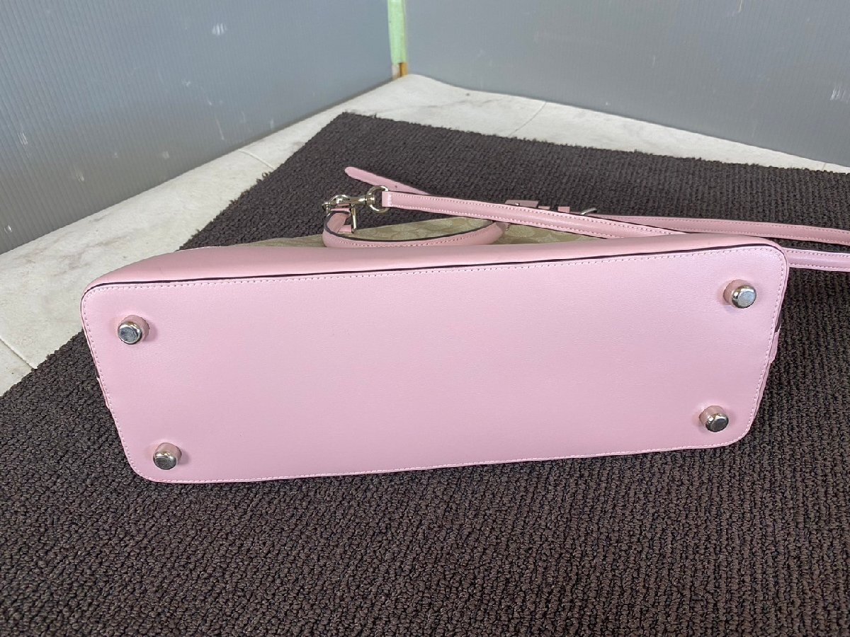 NI050115*COACH Coach * signature pattern pink 2WAY handbag shoulder lady's beautiful goods direct taking welcome!