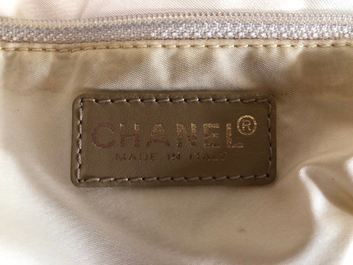 *NI050167◆CHANEL シャネル◆ココマーク ニュートラベルライン ナイロンキャンバス×レザー トートバッグ ベージュ系_画像6