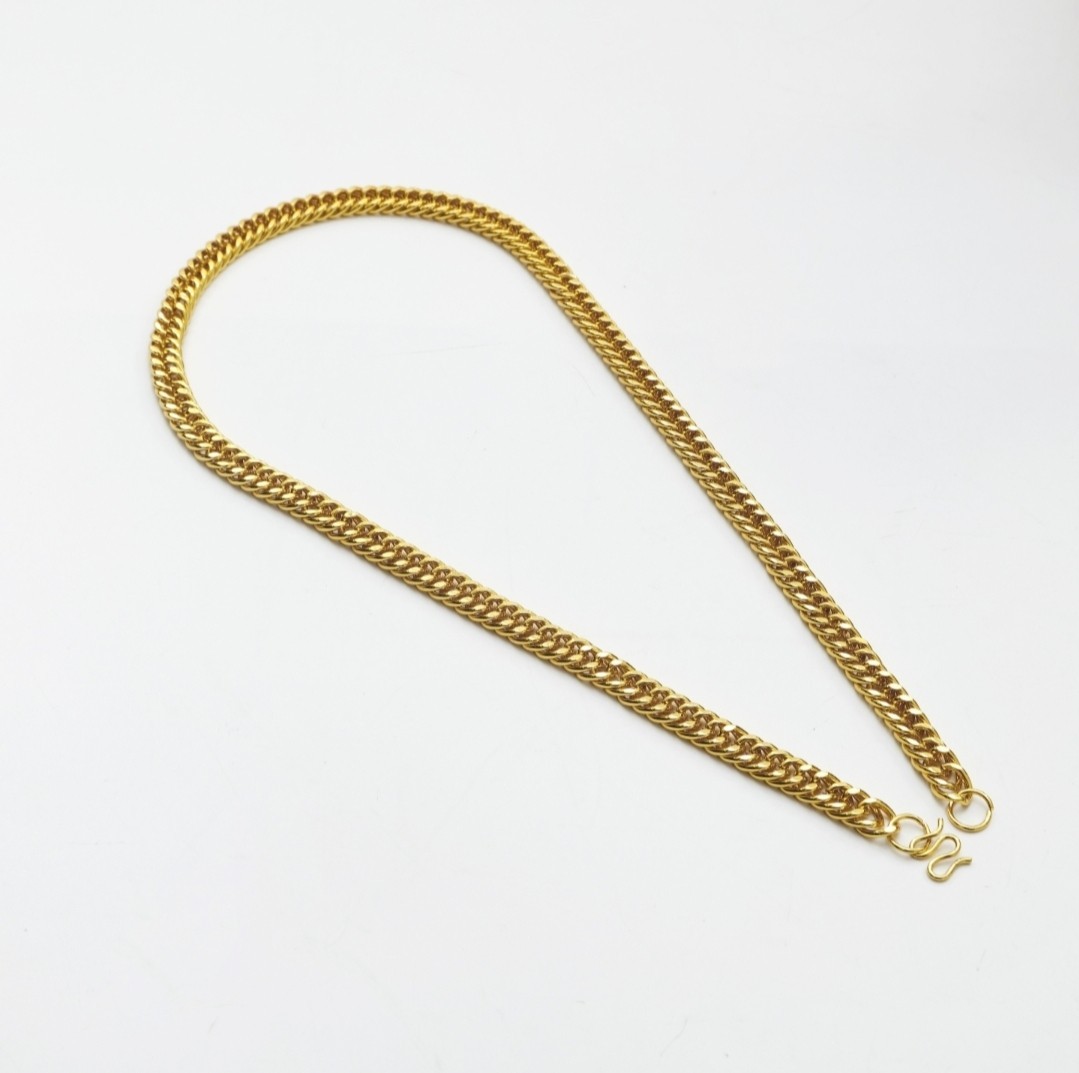  flat necklace 8mm double fat gold necklace 18k gp men's lady's 376