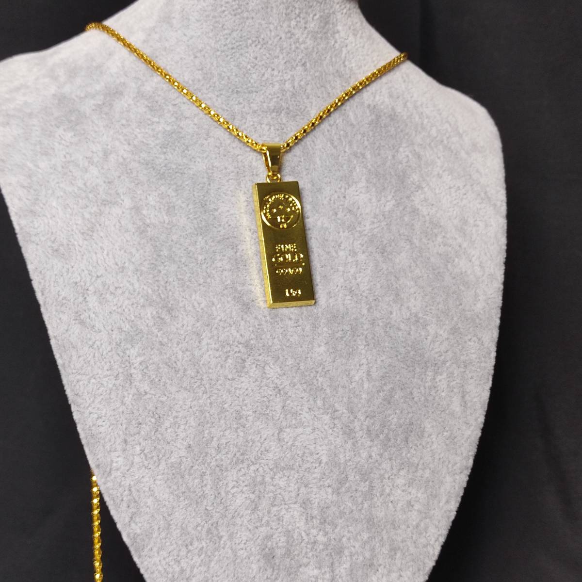 men's ladies necklace gold ingot 18k gold plated　メンズ レディース. 喜平 ネックレス ゴールド インゴット 鍍金 157_画像2
