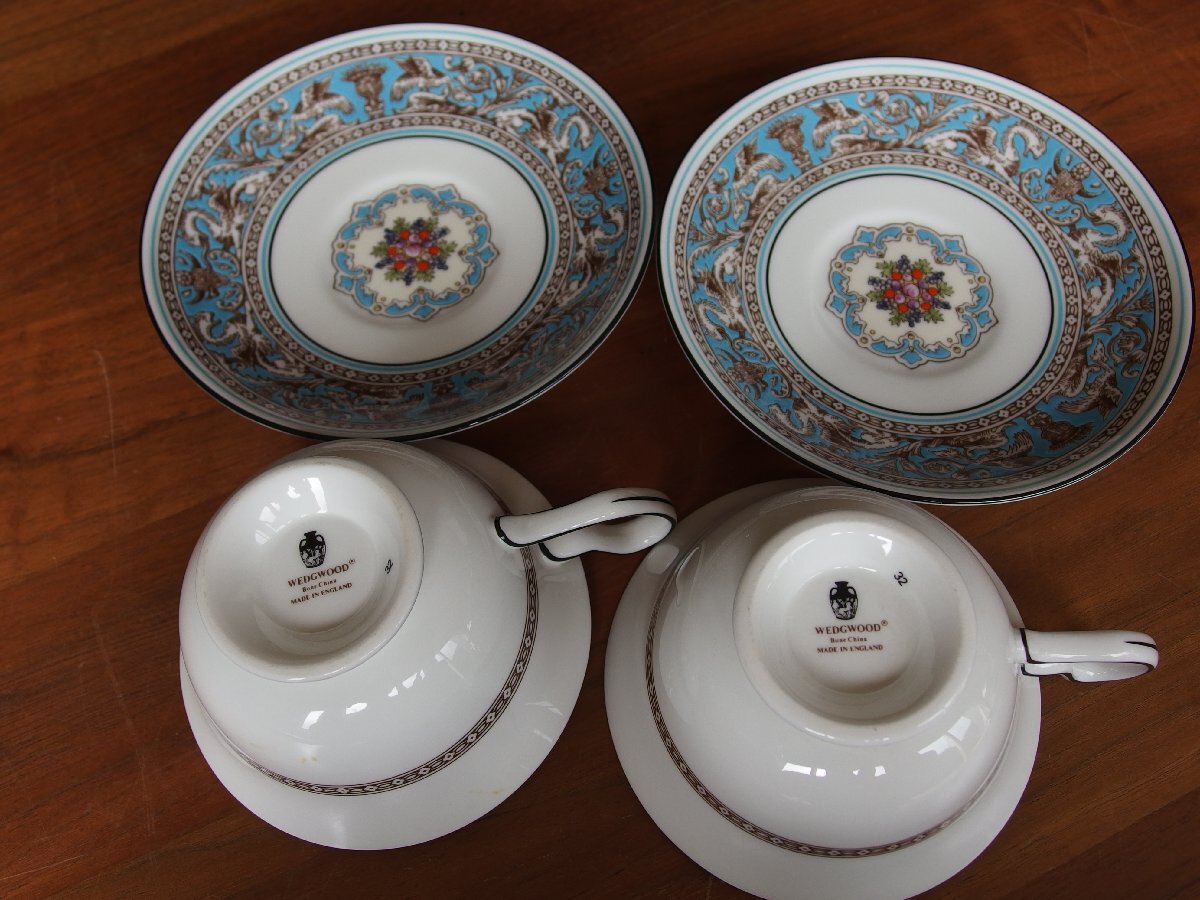 WEDGWOOD★ウェッジウッド★FLORENTINE TURQUOISE フロレンティーン ターコイズ ティーカップ＆ソーサー 2客セット★洋食器★陶磁器★茶器_画像5