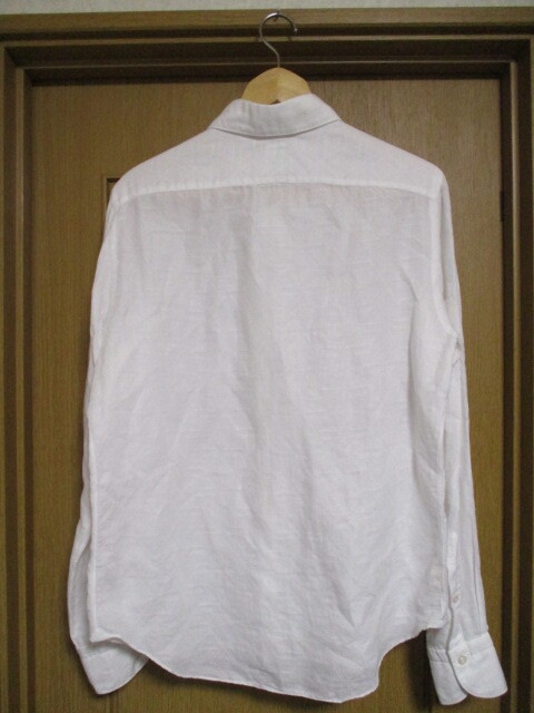 ゆうパケット可 イタリア製　Finamore フィナモレ コットン×リネン ホリゾンタルカラー シャツ　１６　４１　白　ホワイト_画像3