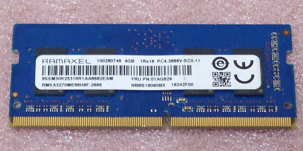 ◇RAMAXEL RMSA3270ME86H9F-2666 - PC4-21300/DDR4-2666 260Pin DDR4 S.O.DIMM 4GB 動作品_画像1