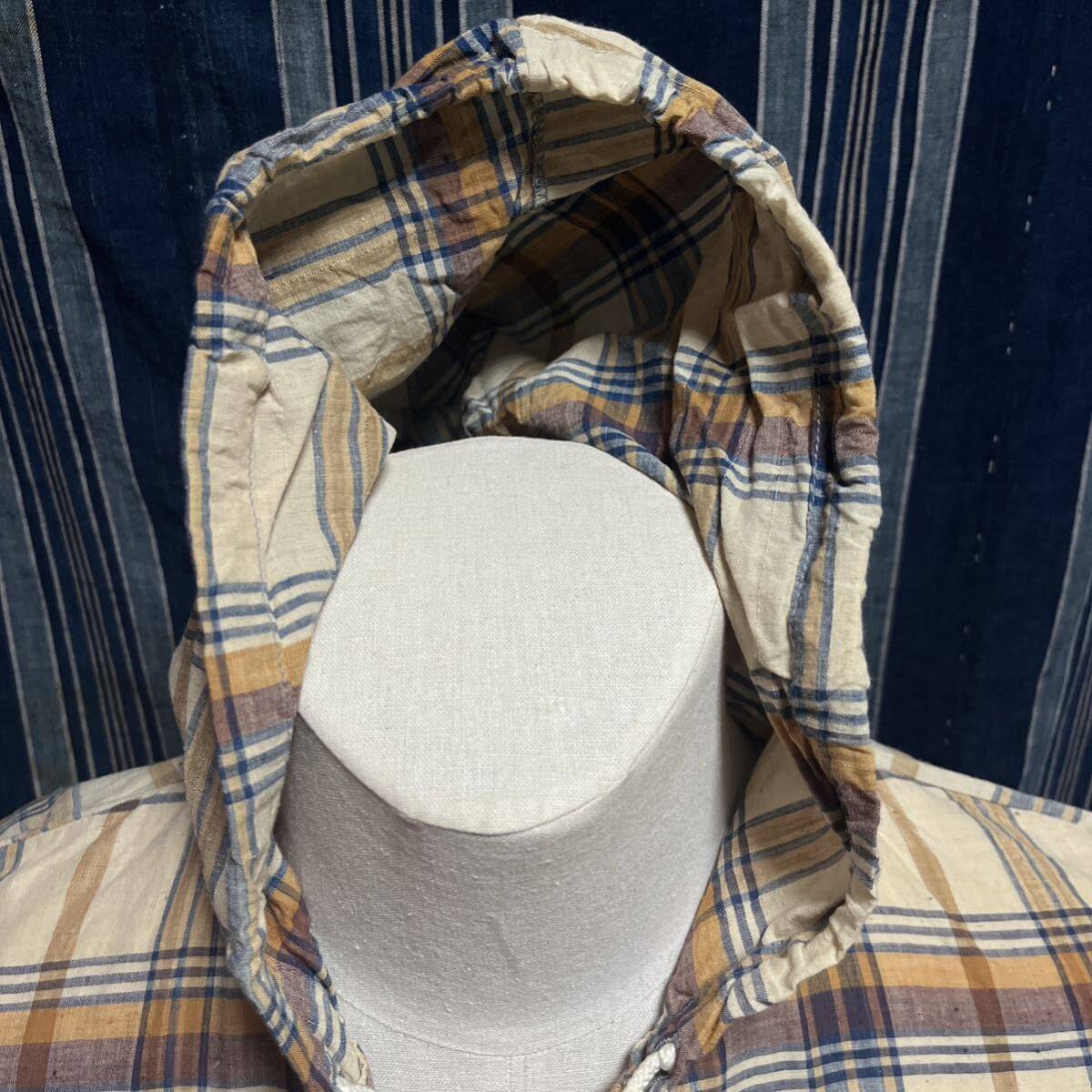 2 rare 60s h.i.s madras half sleeve pullover parka 60年代 インド綿 インディアンマドラス プルオーバー アメリカ製_画像3