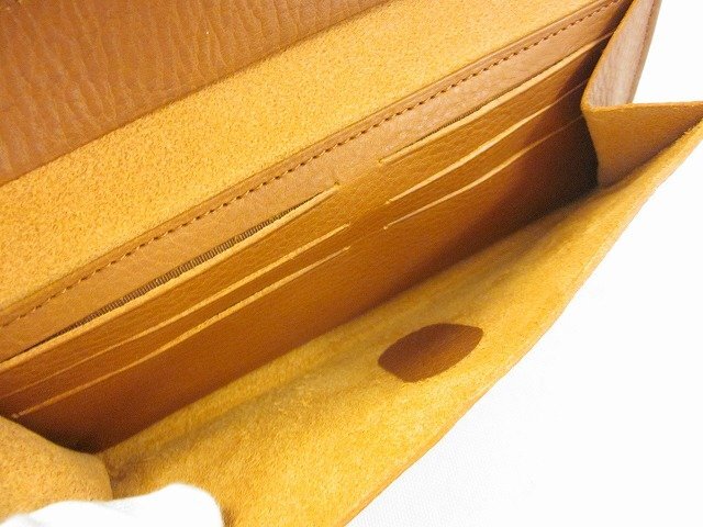 natural tanned leather/ナチュラル タン レザー クルミボタン 長財布 レザー 本革 レディース ブラウン_画像9