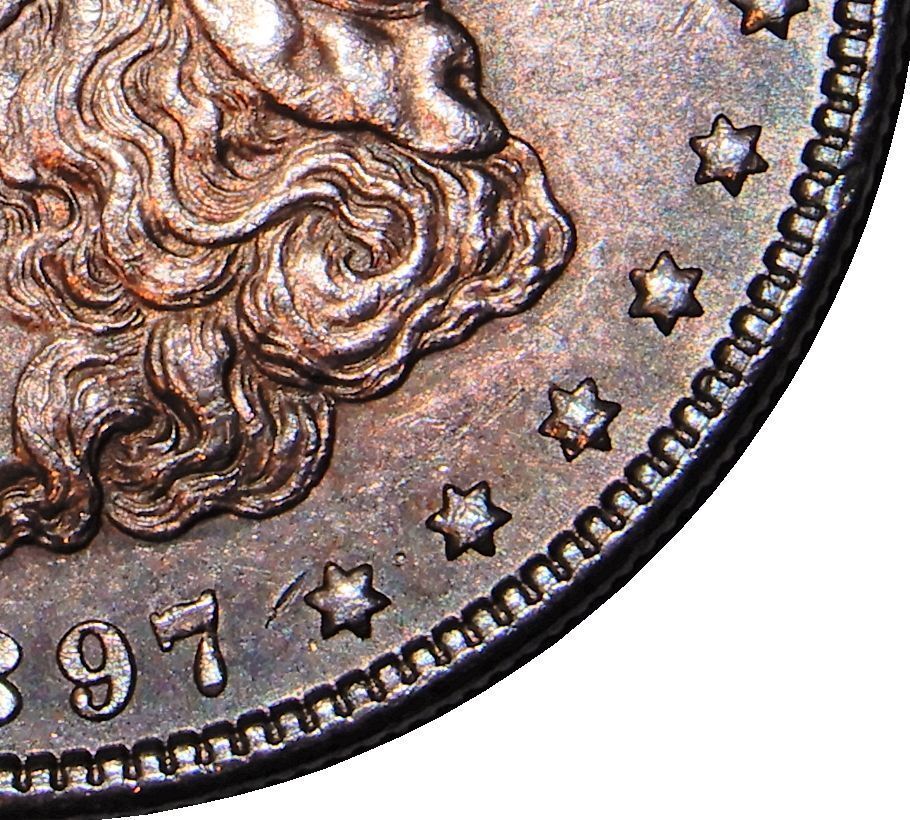 レア 未使用 手変わり 1897年 アメリカ モルガンダラー 1ドル Dollar 銀貨 銀製 コイン 硬貨 古銭 メダル 自由の女神 アメリカンイーグル鷲_画像5