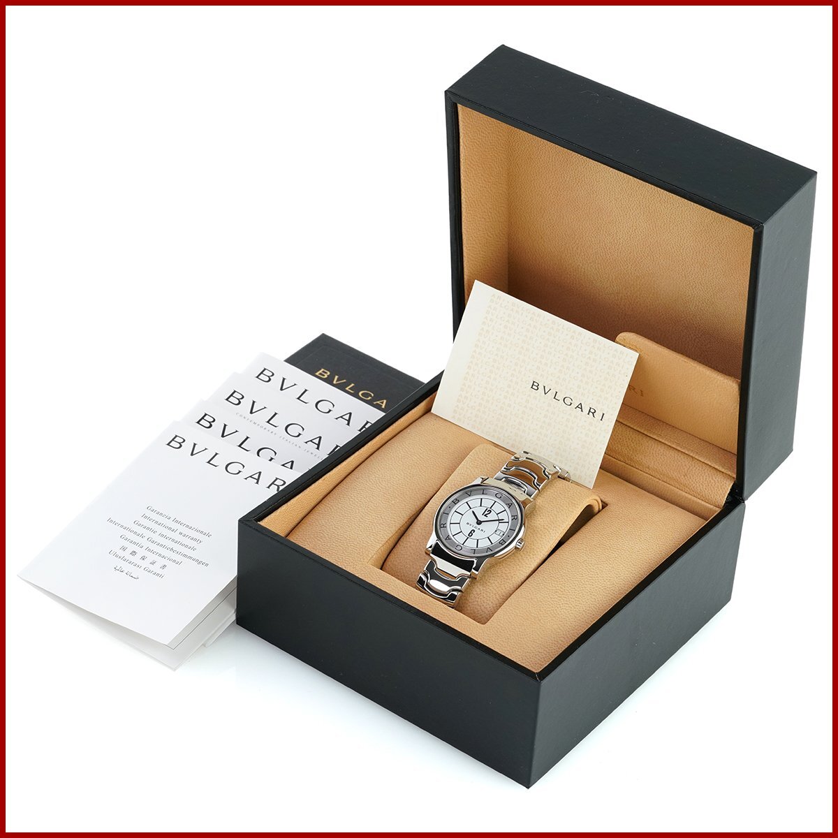ブルガリ メンズ 腕時計 ソロテンポ ST35S SS ステンレススチール ホワイト文字盤 腕回り18cm 美品 新品仕上げ済み_画像9