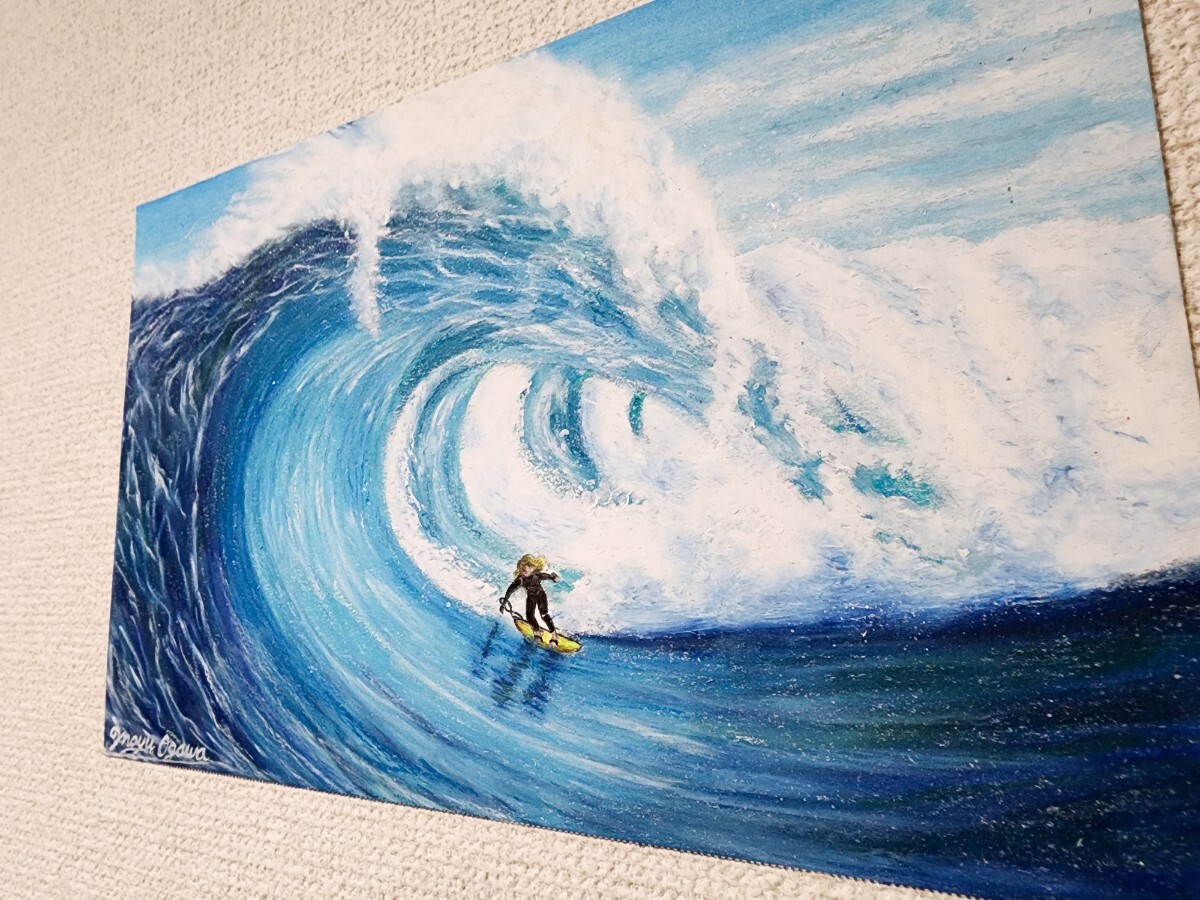 パステル画　海の絵　サーフィン　サーフィンの絵　絵画　アート　風景画_画像3