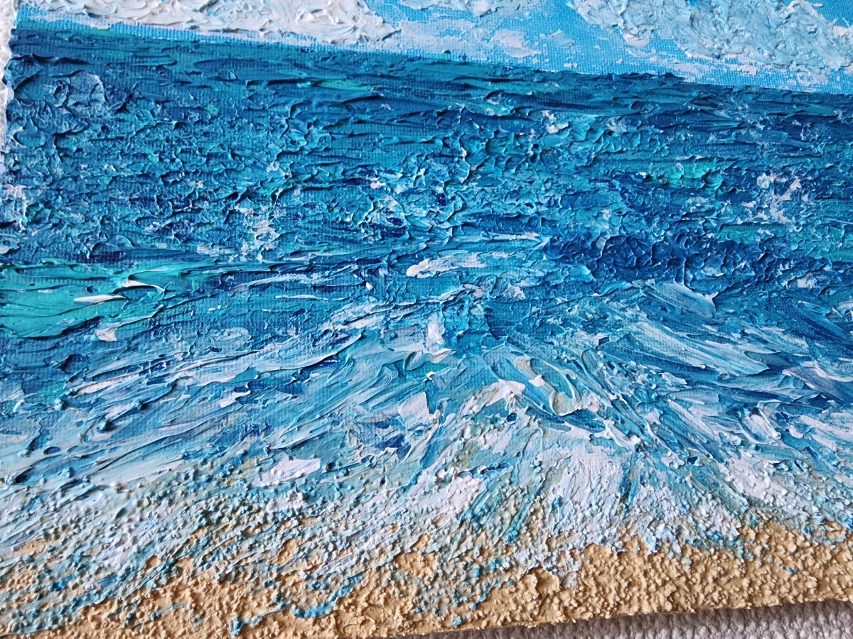  landscape painting sea acrylic fiber . tech s tea - art abstract painting impression . picture 