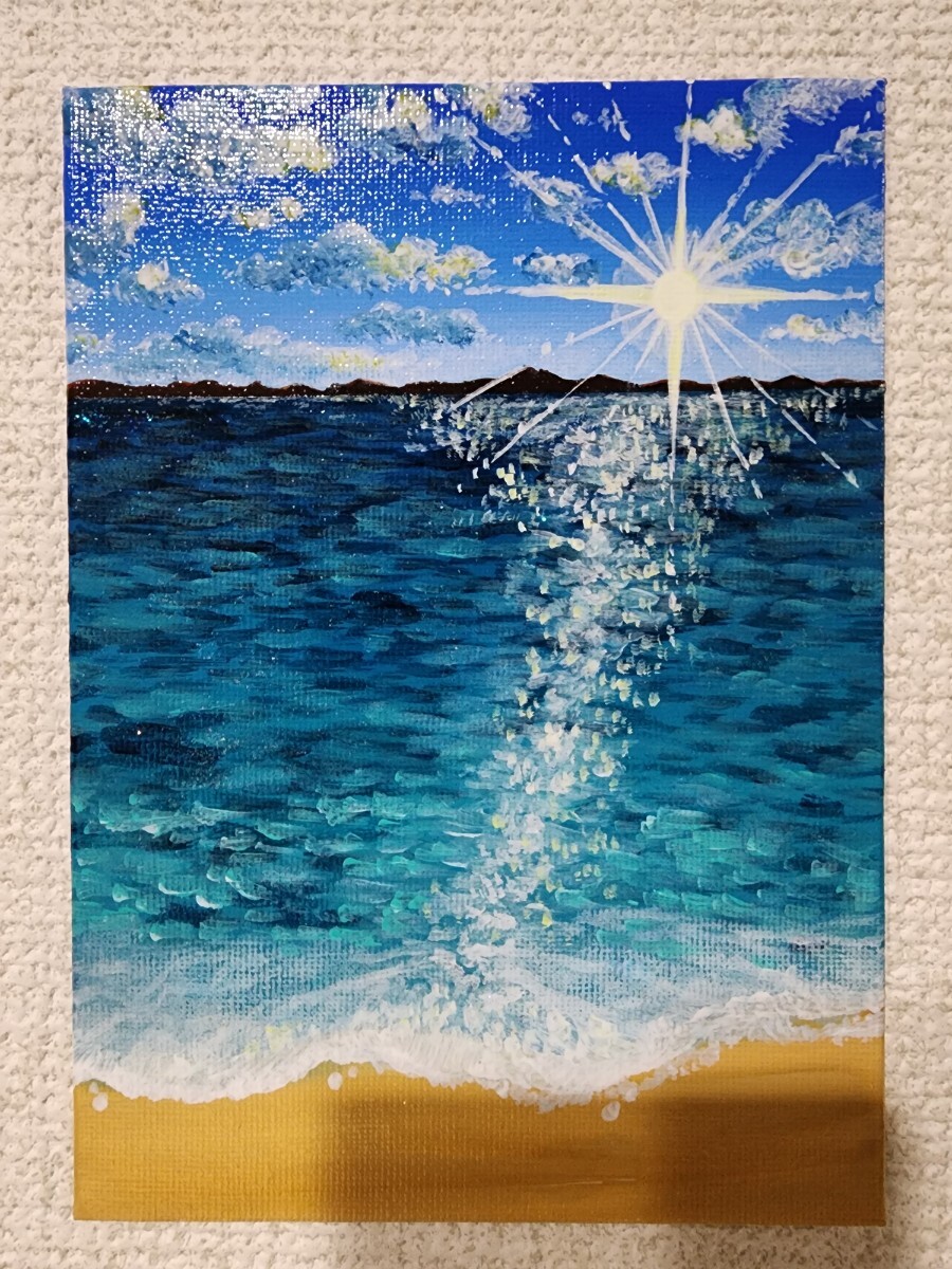 アクリル画　風景画　海　アート　海の絵　絵画　インテリア