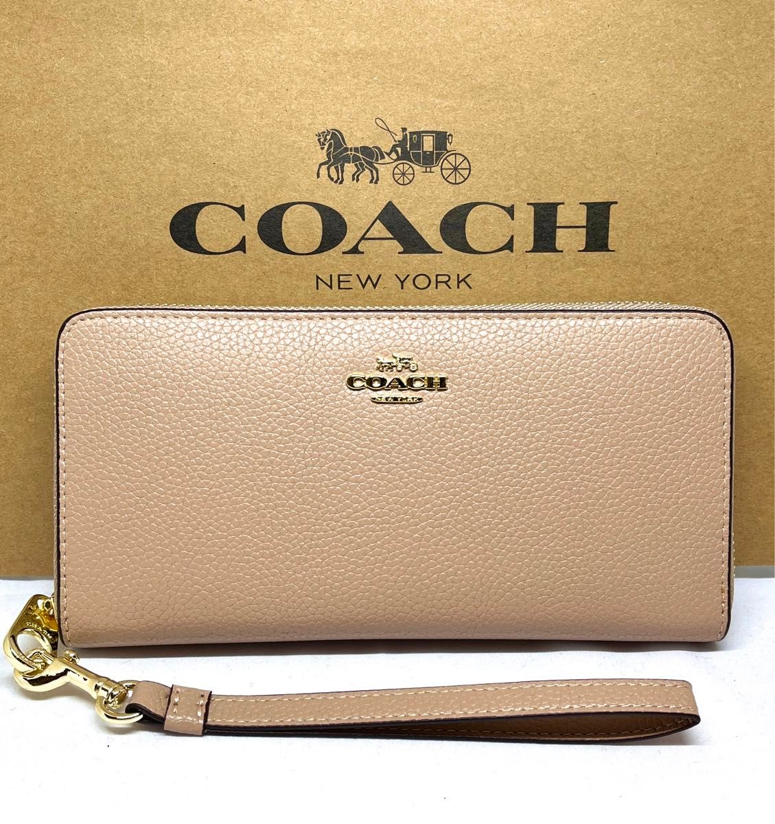 COACH コーチ　ストラップ付き　長財布　ベージュ