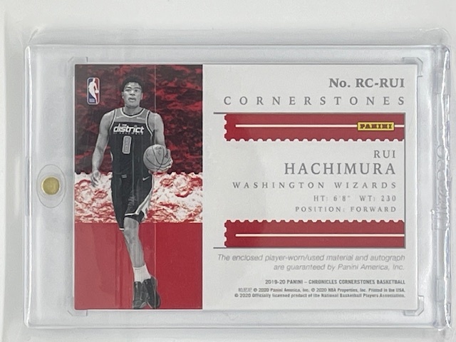 2019-20 Panini Chronicles Cornerstones RUI HACHIMURA RC Jersey Auto 八村塁ルーキー 直筆サインオート 99枚限定 LAKERSの画像2