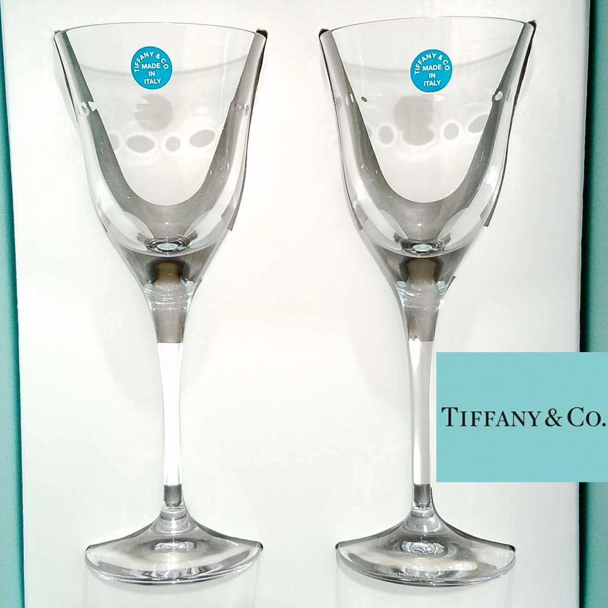 新品 Tiffany & Co. グラマシーワイン 2客セット国内正規品イタリア製ワイングラス ペア クリスタルガラス MADE IN ITALY ティファニー_画像1