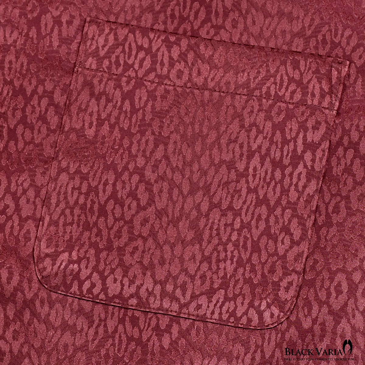 181710-wn BLACK VARIA ドゥエボットーニ ヒョウ柄 豹 ジャガード スナップダウン ドレスシャツ 日本製 メンズ(ワインレッド赤) 3L 派手_画像3