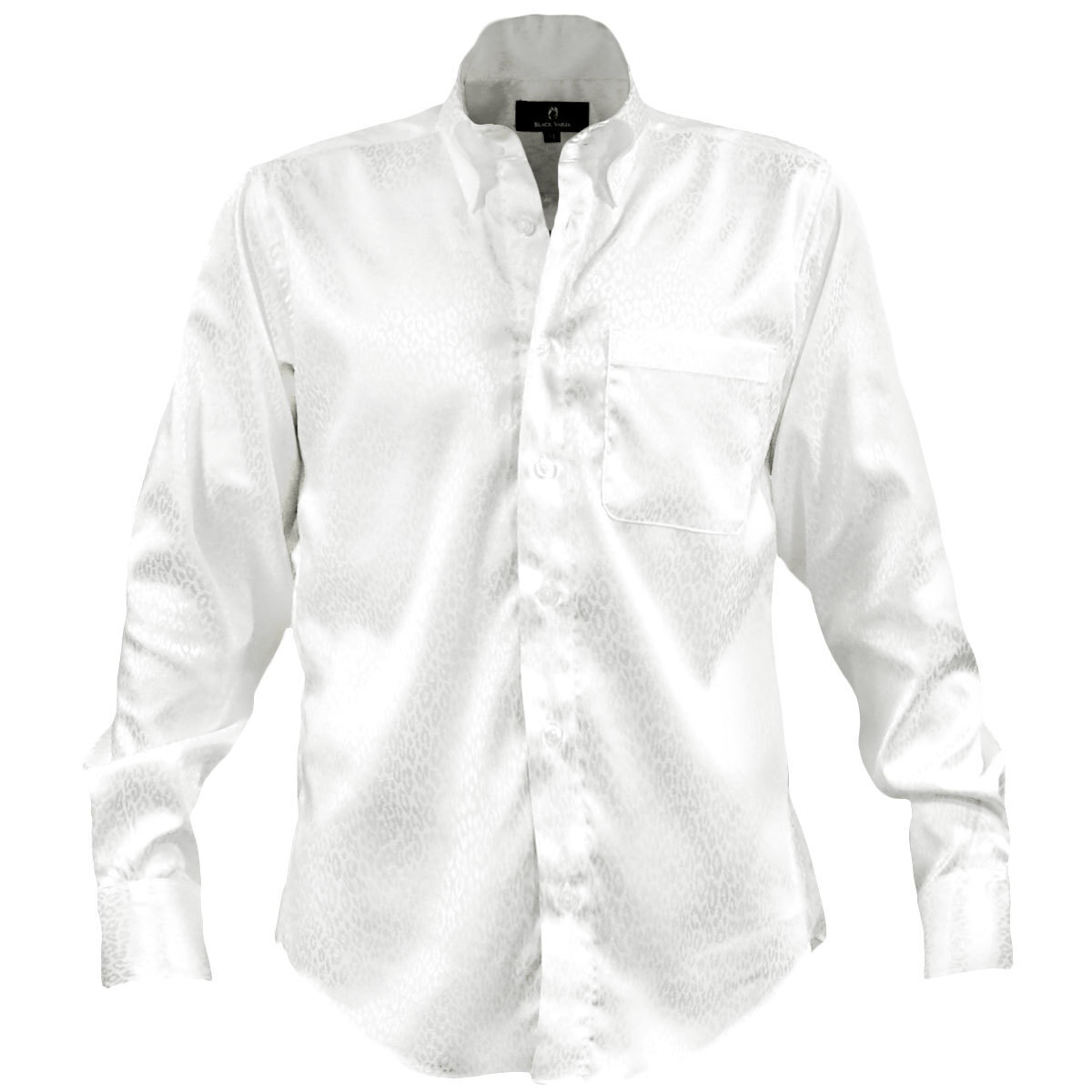 181710-wh BLACK VARIA ドゥエボットーニ ヒョウ柄 豹 ジャガード スナップダウン ドレスシャツ 日本製 メンズ(ホワイト白) M パーティー_画像7
