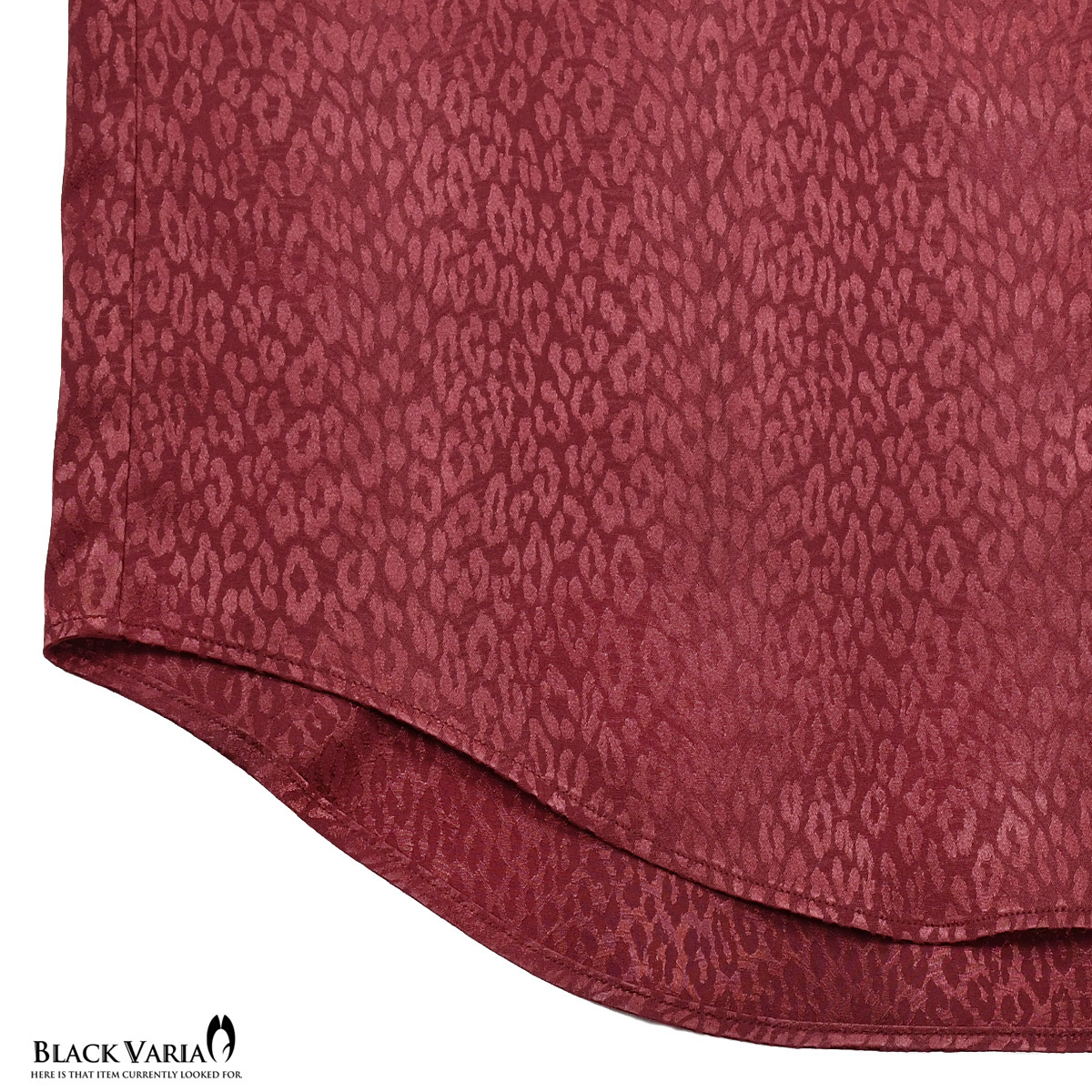 a181710-wn BLACK VARIA ドゥエボットーニ ヒョウ柄 豹 ジャガード レギュラーカラードレスシャツ 日本製 メンズ(ワインレッド赤) S 衣装_画像4