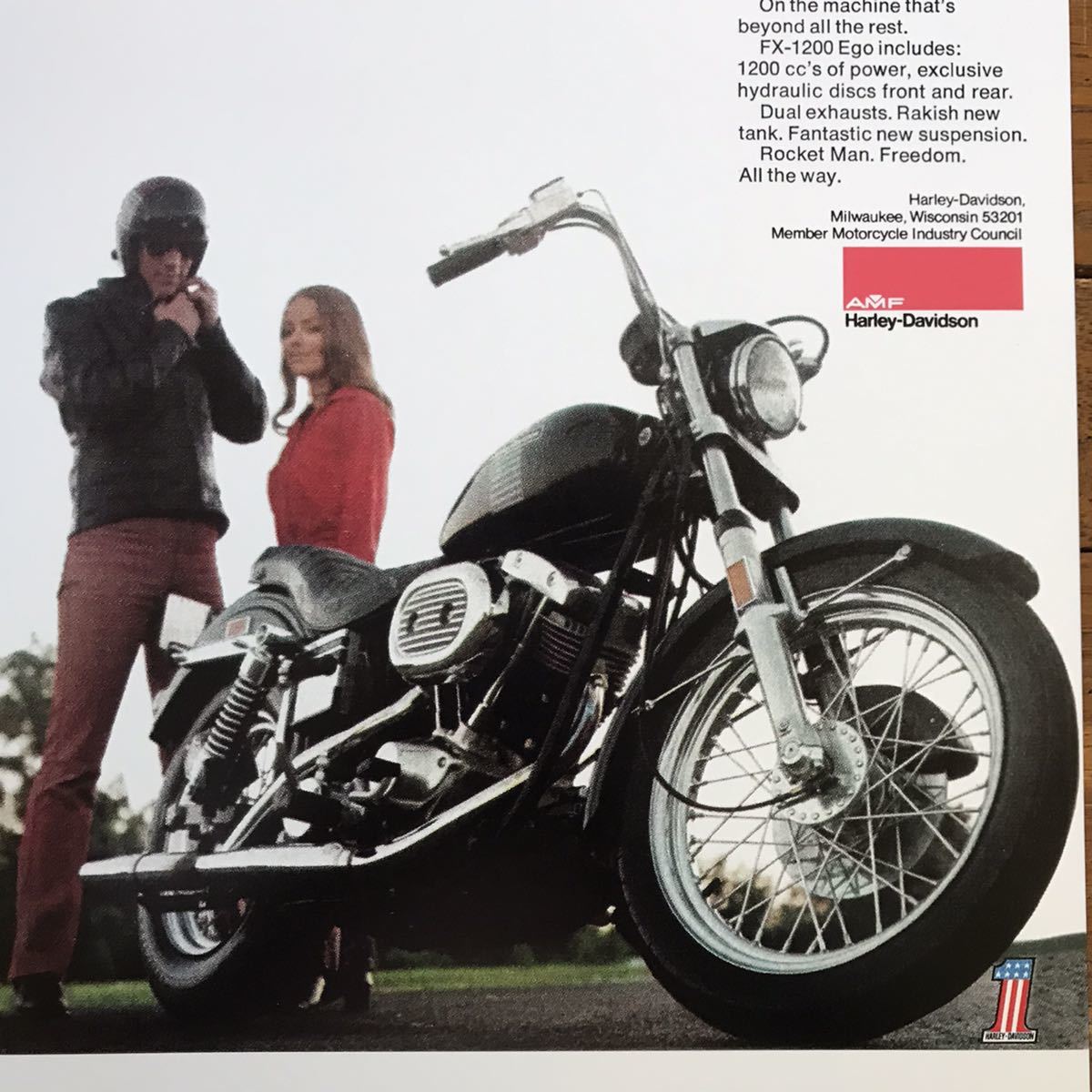 ポスター★1973 ハーレーダビッドソン FX-1200 広告ポスター☆Harley-Davidson/HD/AMF/ショベルヘッド_画像2