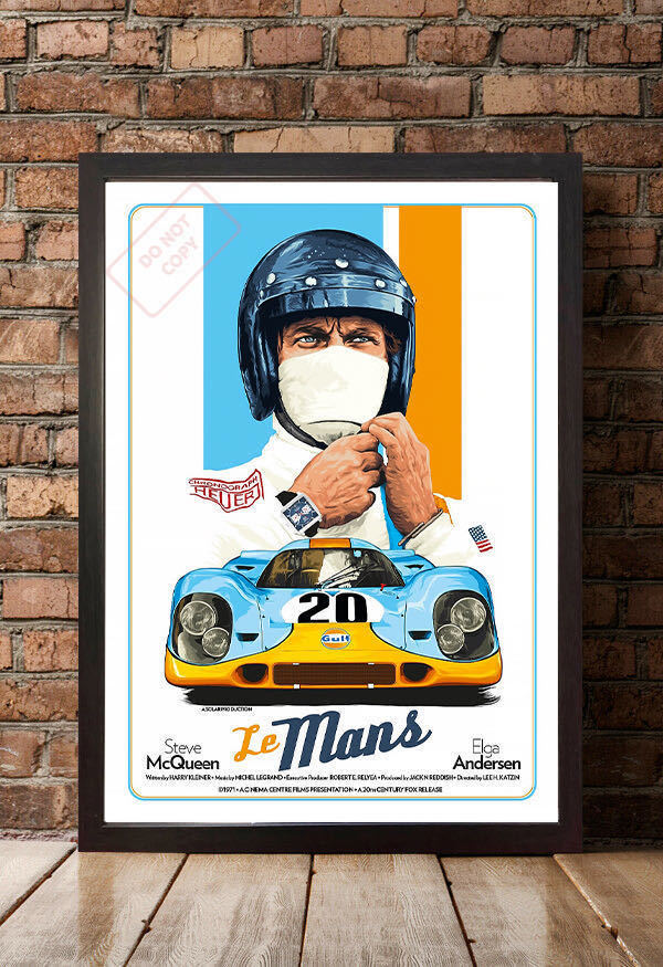 ポスター★『栄光のル・マン』（Le Mans ）1971 レアポスター★スティーブ・マックイーン/ポルシェ・917K/ガルフ/512Ｓ_額装イメージです。額は付属しません。