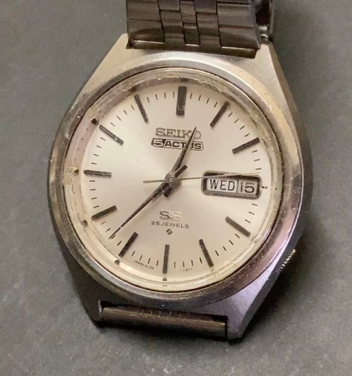 SEIKO 5 ACTUS SS セイコー5アクタス 6106-7490セイコー製ベルト 自動巻き シルバー文字盤 SS 稼動品