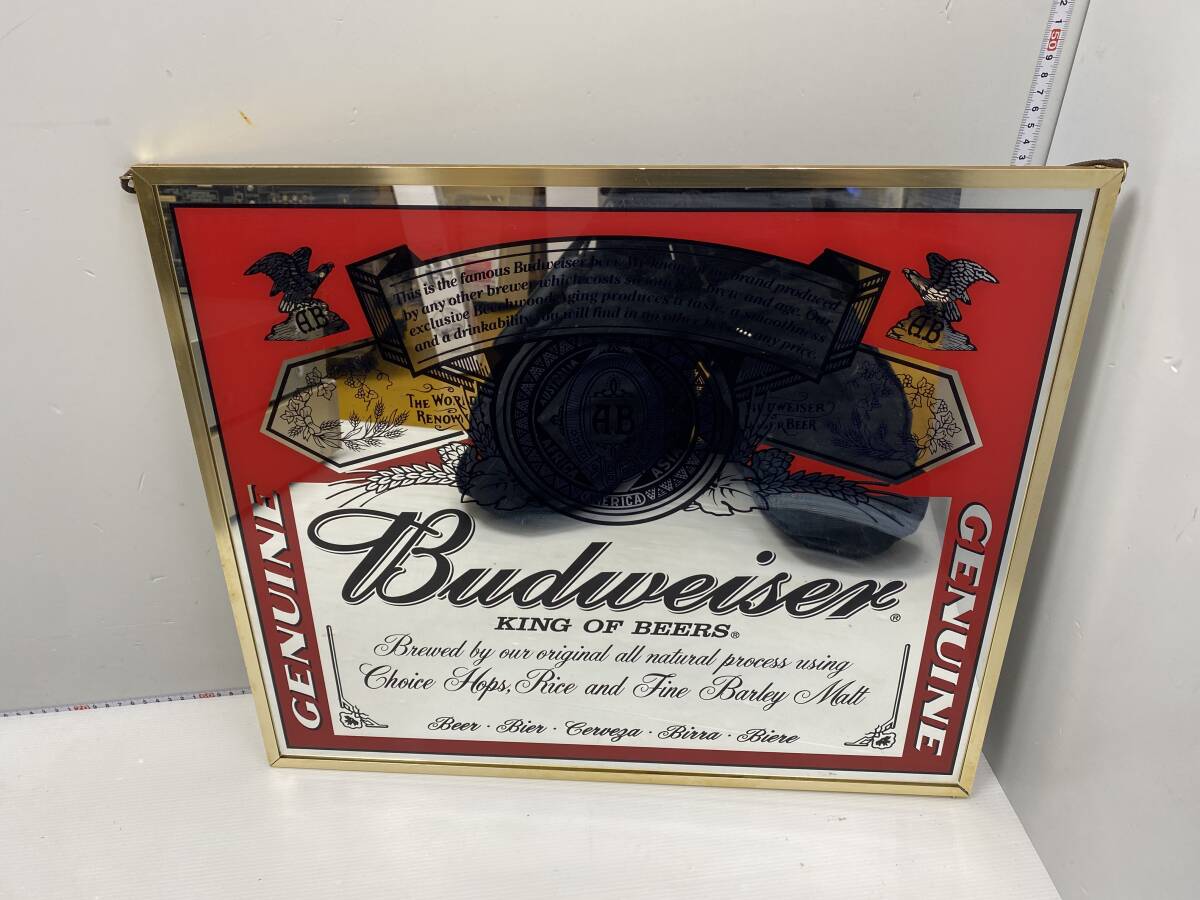 ★Budweiser バドワイザー★パブミラー ビンテージ 稀少 アンティーク【中古/現状品】の画像1