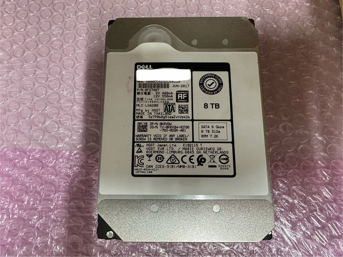 期間限定値引き【先着順】【ジャンク扱い】 格安販売品 DELL HDD 8TB HUH721008ALE600 送料無料 複数購入特典あり 中古品_画像1