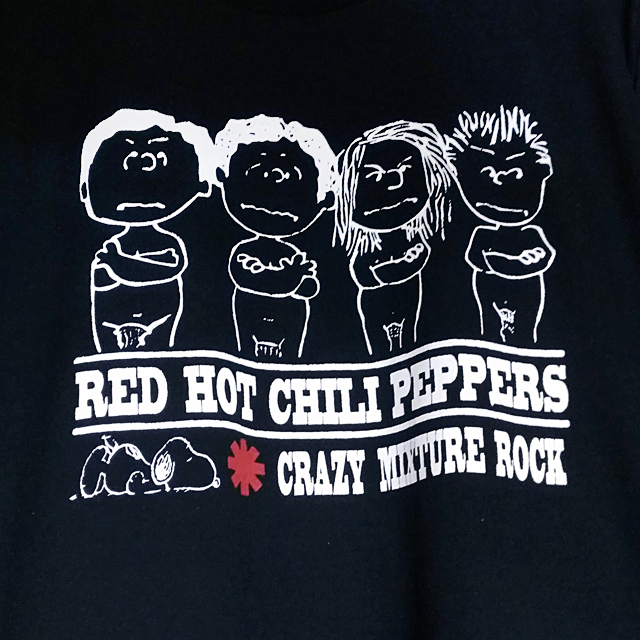 送込【Red Hot Chili Peppers×PEANUTS】★Crazy Mixture Rock★ブラック★S~XLサイズ_画像1