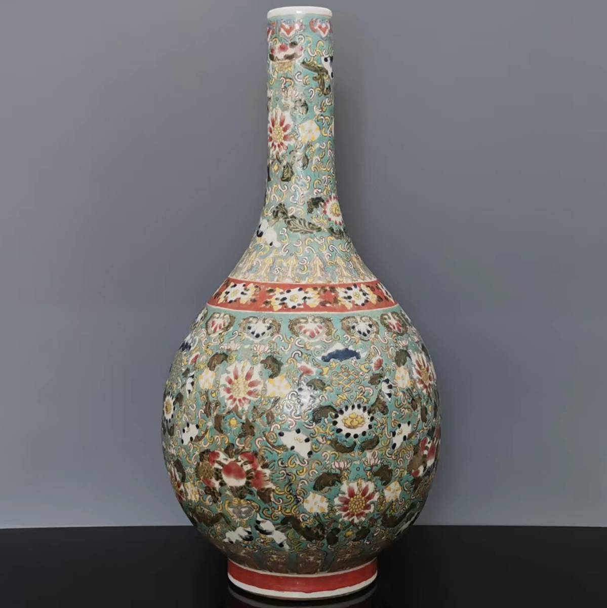 時代物 骨董品 清朝 染付け花瓶 磁器 旧蔵 大清康熙年製 粉彩紋花瓶 磁気瓶 磁器 唐磁