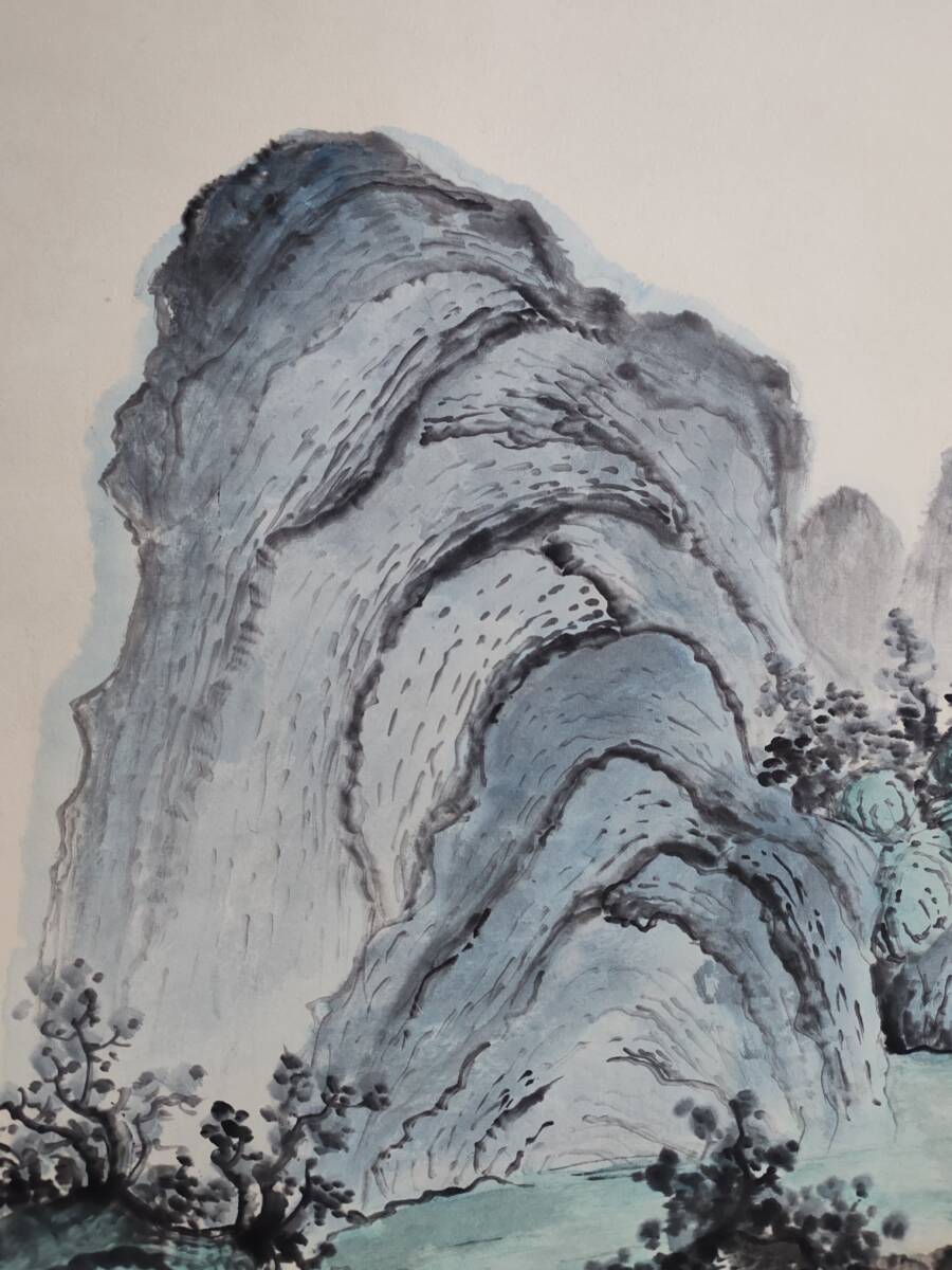 秘藏 近現代 張大千 中國畫家 山水畫 手描き 極細工 古美味 古美術 GP0509_画像7