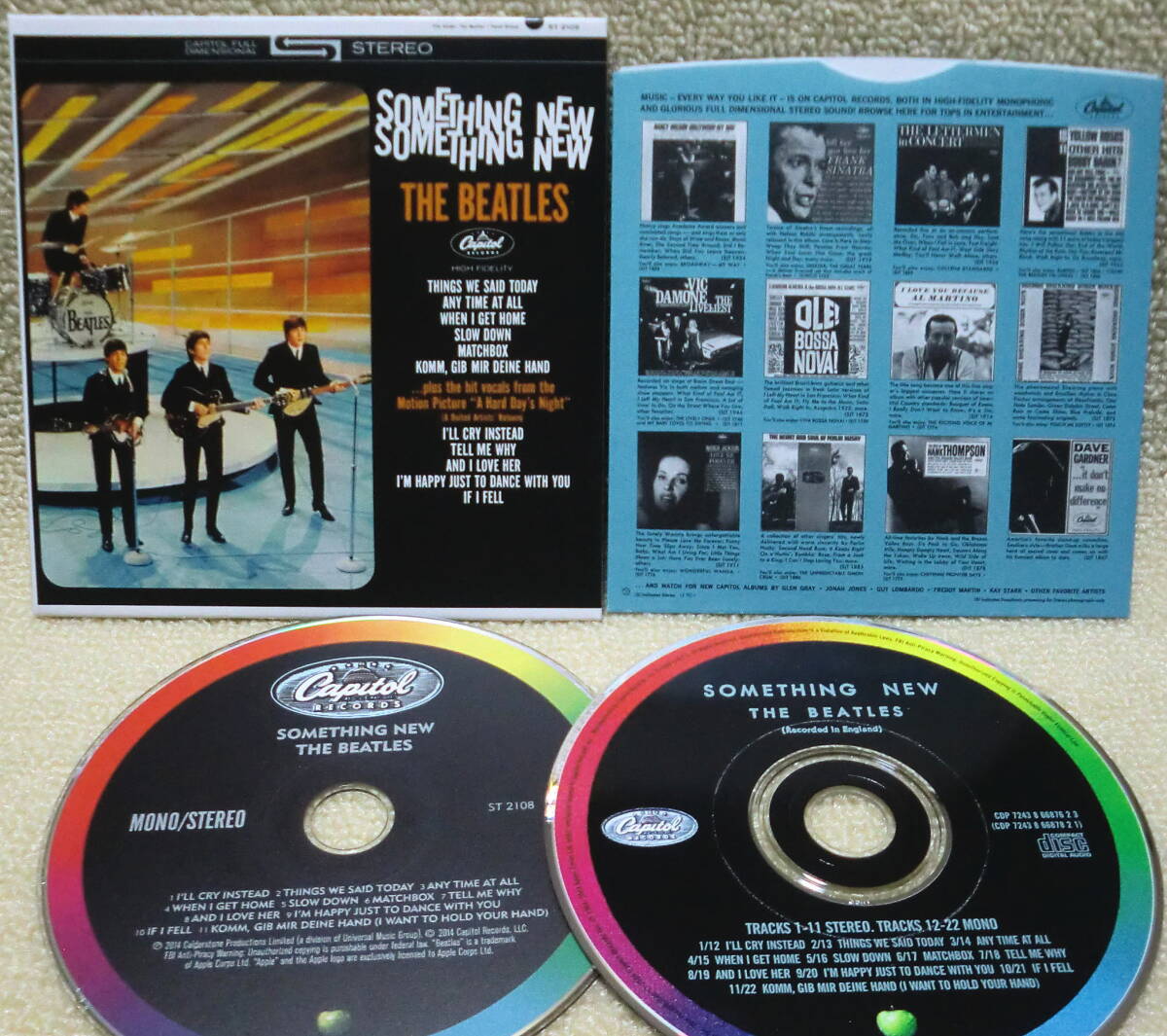 【2点で送料無料】CD2枚 ビートルズ Beatles Something New US仕様 US盤2種類 紙ジャケ Mono＋Stereo音源 ボックスのバラ ※ディスクに曇り_画像1