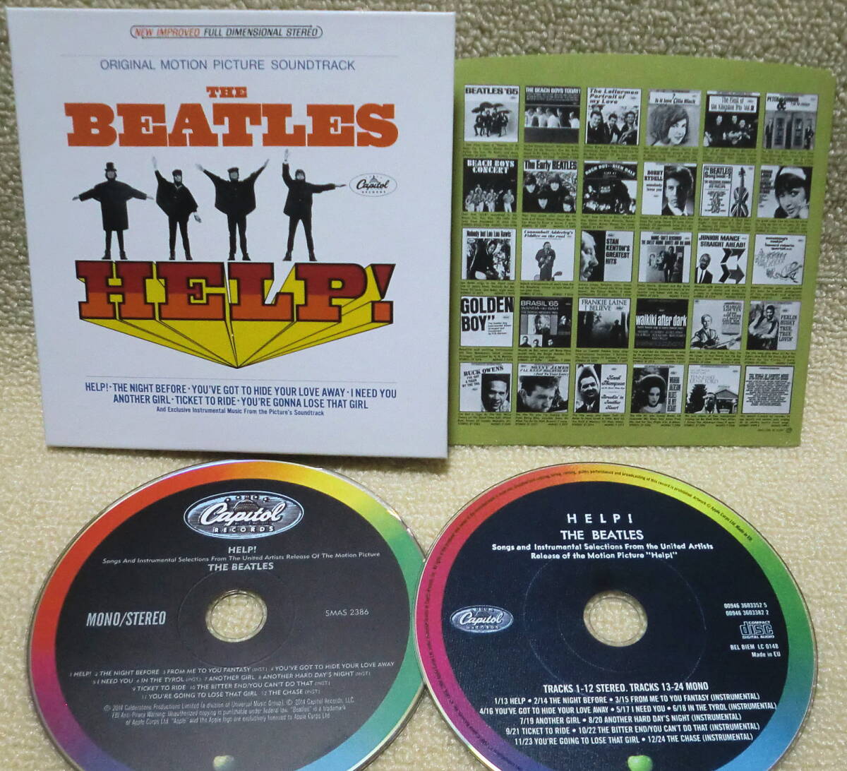 【2点で送料無料】CDは2枚 ビートルズ Beatles Help! US仕様 US/EU盤 見開き紙ジャケ Mono＋Stereo 内袋も ボックスのバラ※ディスクに曇り_画像1