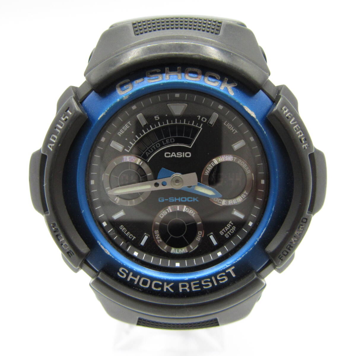 T1006☆CASIO G-SHOCK デジアナ AW-591【4778】AW-591-2AJF ブラック×ブルー カシオ Gショック 中古【時計】_画像1