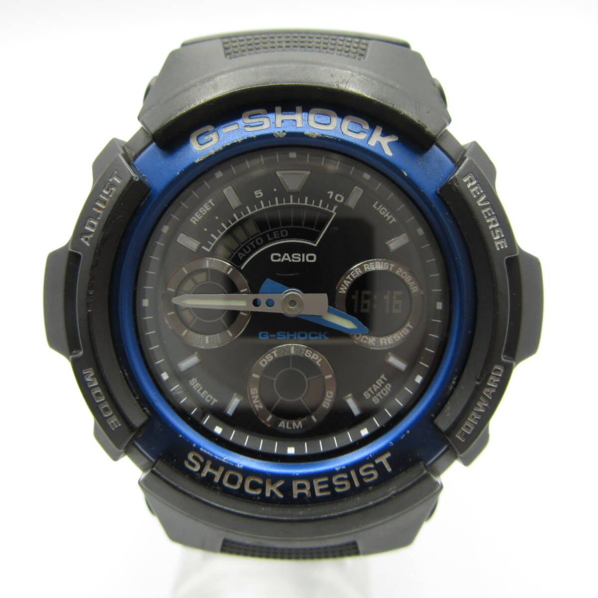 T1007☆CASIO G-SHOCK デジアナ AW-591【4778】AW-591-2AJF ブラック×ブルー カシオ Gショック 中古【時計】_画像1