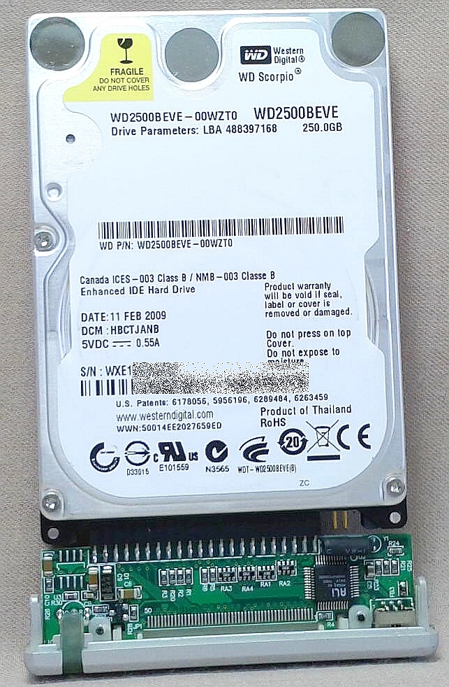 USB portable HDD 250GB WD2500BEVE use postage 230 jpy IDE connection hard disk CENTURY made Speedzter Little used WesternDigital