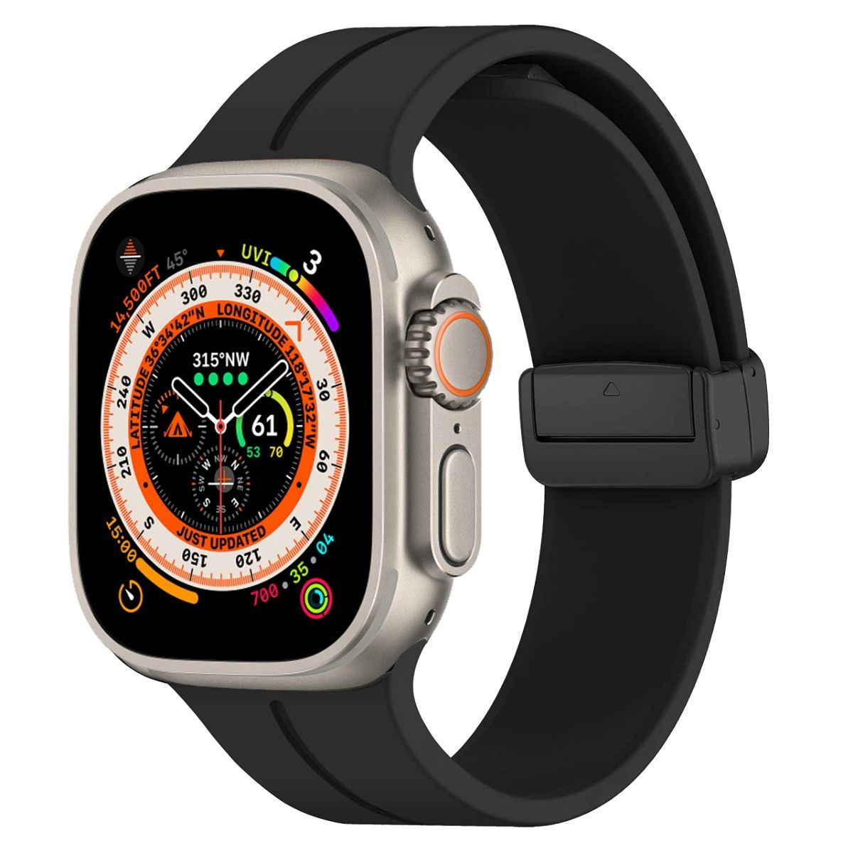 Apple watch アップルウォッチ バンド ベルト シリコン マグネット式 42 44 45 49mm対応 新品 ブラック