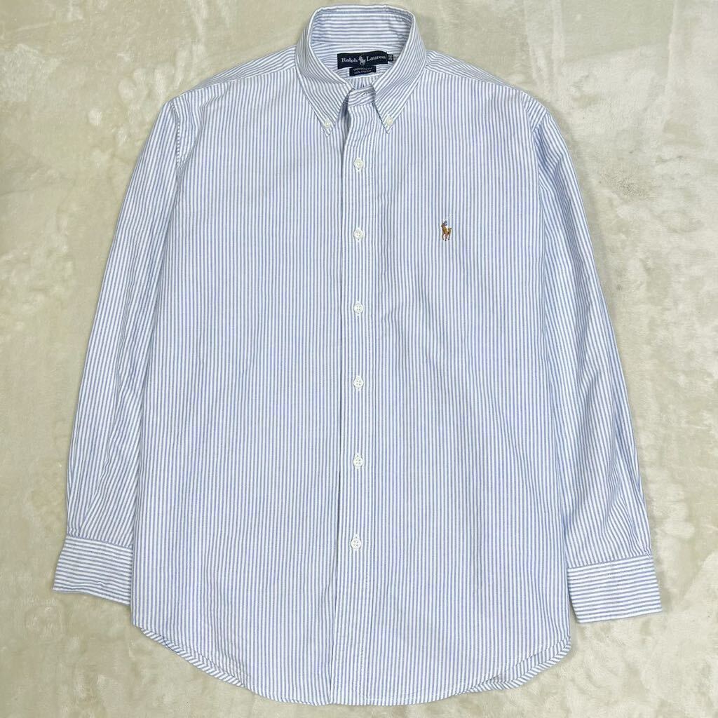 90's Polo Ralph Lauren ボタンダウンシャツ オーバーサイズ“YARMOUTH 39-82 オックスフォード ストライプ　株アクティ21 送料410円_画像2