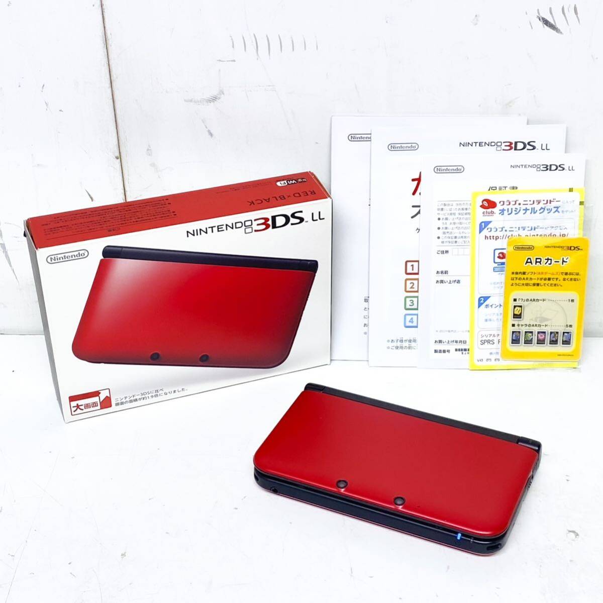 ♪【箱説付き】任天堂 ニンテンドー3DSLL 本体 セット SPR-001 レッド/ブラック ゲーム機本体 初期化/動作確認済み Nintendo_画像1