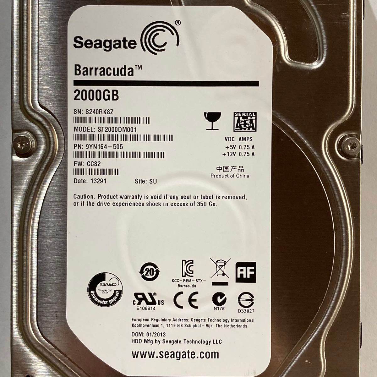 ★動作不良品 2TB SEAGATE BarraCuda 3.5インチ SATA 内蔵型HDD ST2000DM001 