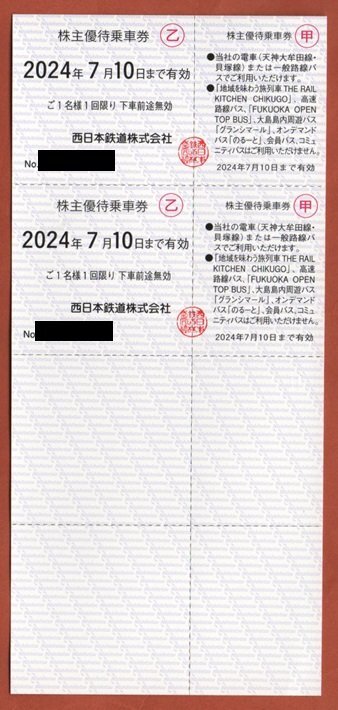 * west Japan railroad stockholder hospitality passenger ticket ~2024.7.10 till 2 sheets *