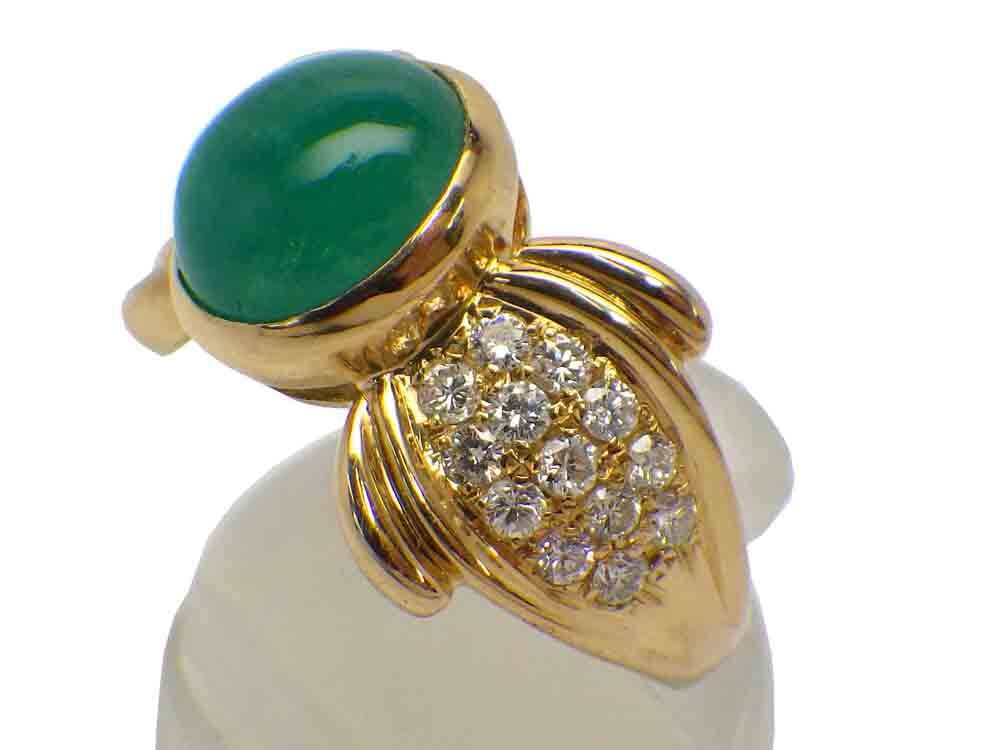  emerald diamond ring K18 7.3gso-ting attaching Jewelry Emerald3.45ct Dia0.58ct Ring