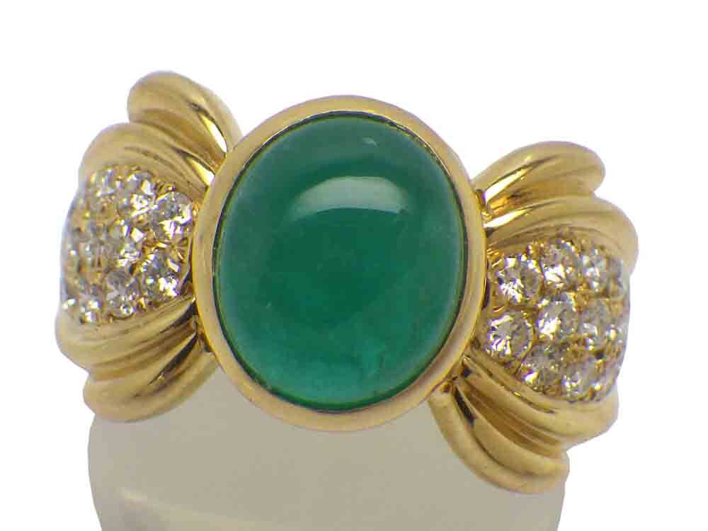  emerald diamond ring K18 7.3gso-ting attaching Jewelry Emerald3.45ct Dia0.58ct Ring