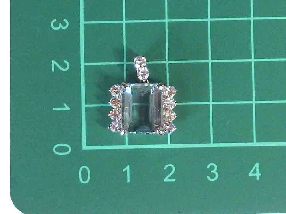 アクアマリン ダイヤモンド トップ Pt900 4.6g GRJソーティング付き　Jewelry Aquamarine5.75ct Dia0.86ct Top_画像3