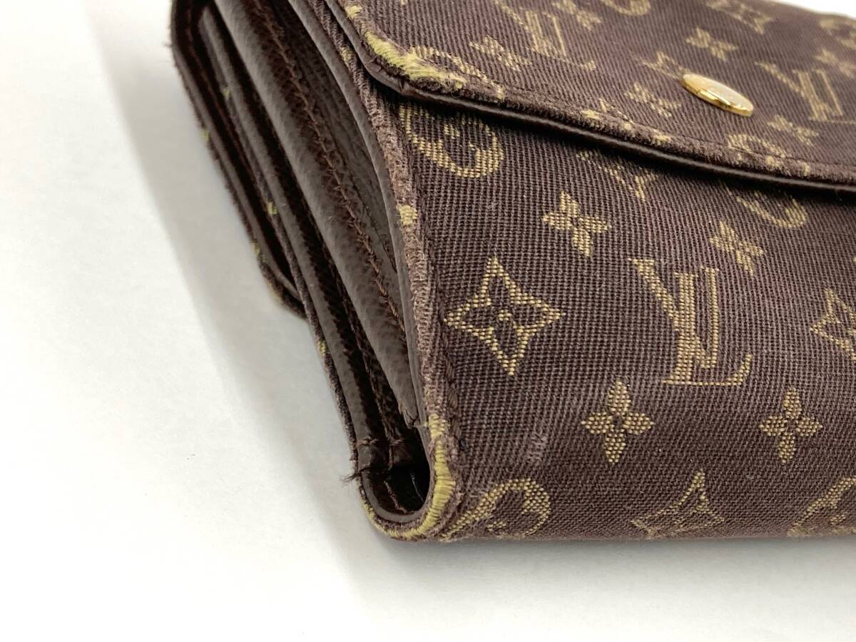 【 ブラウン系！ 】LOUIS VUITTON/ ルイ・ヴィトン モノグラム デニム ダブルホック サイフ コンパクト！ ジャンク品_画像10