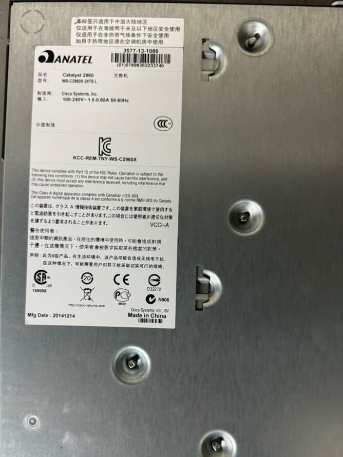 CISCO WS-C2960X-24TS-L V03★Catalyst 2960-X シリーズ★ スイッチングハブ 24ポート★5台セット 複数ありの画像4