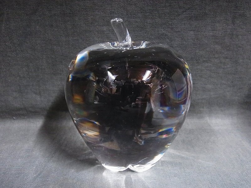 A5724 スチューベン クリスタルガラス アップル 林檎 オブジェ 1.1kg_画像1