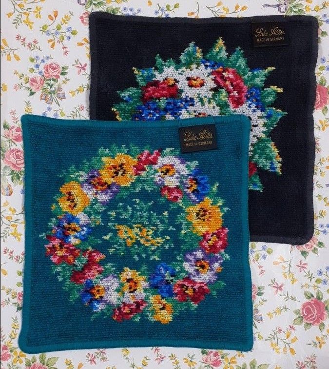 レイクアルスターミニタオルハンカチ2枚セット シュニール織 花柄 ハンドタオル