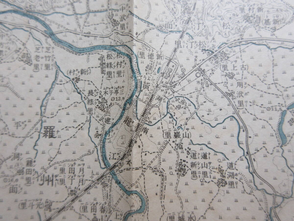 10)戦前　朝鮮　古地図『光州　１/５０，０００　地形図　朝鮮総督府陸地測量部　大正７年　約５８×４６ｃｍ』_画像9