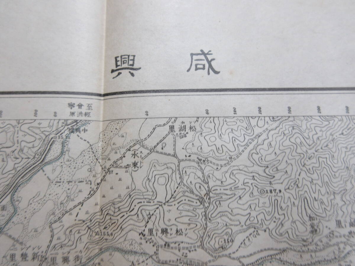 27)戦前　朝鮮　古地図『咸興　１/５０，０００　地形図　朝鮮総督府陸地測量部　大正７年　約５８×４６ｃｍ』_画像9