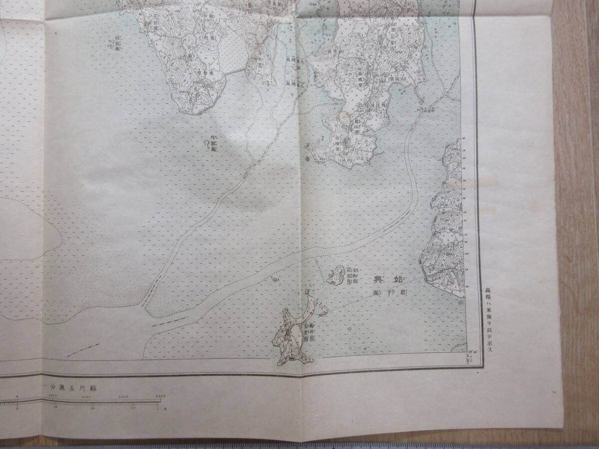 41)戦前　朝鮮　古地図『仁川　１/５０，０００　地形図　朝鮮総督府陸地測量部　大正６年　約５８×４６ｃｍ』_画像5