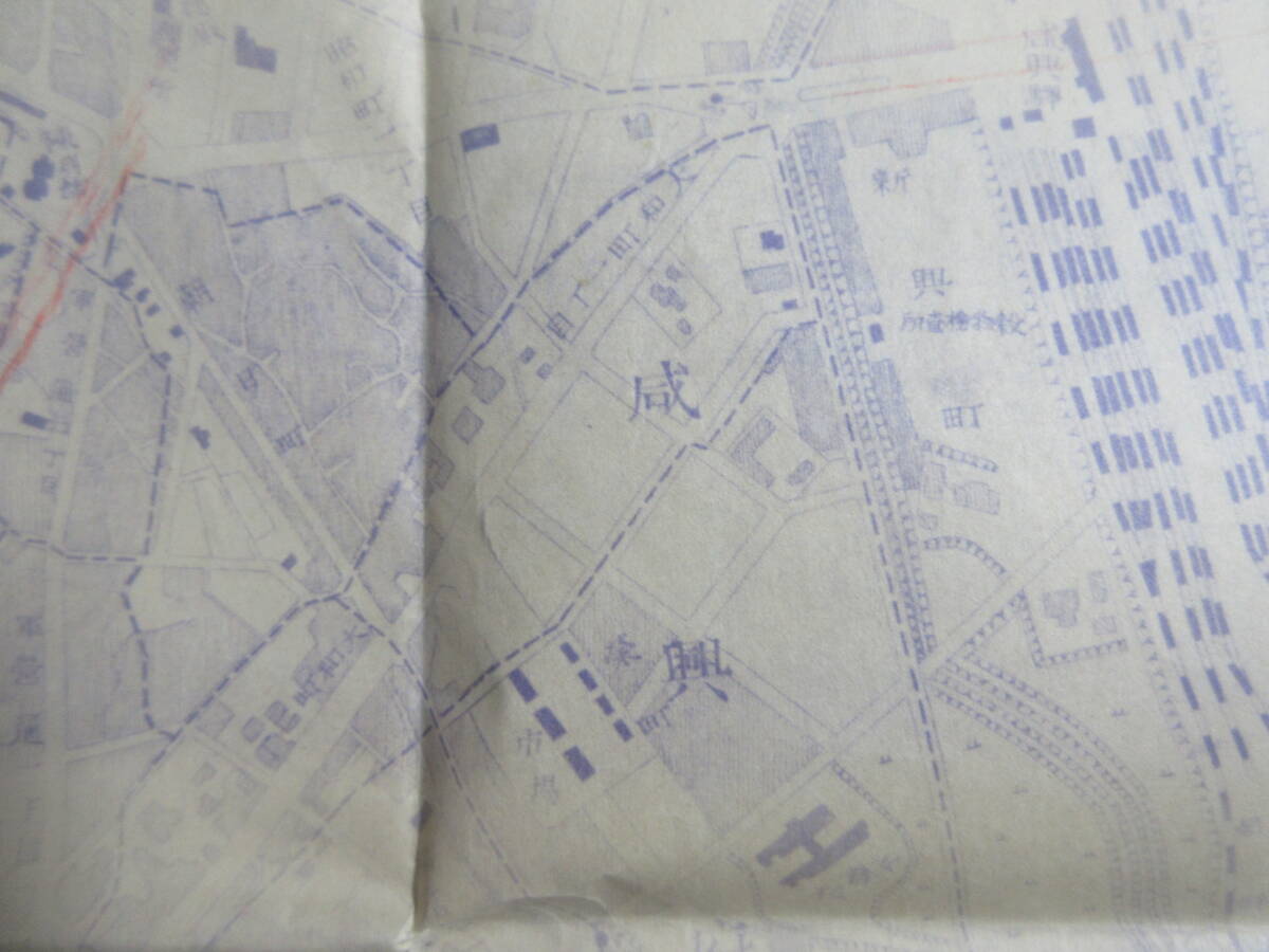 46) war front morning . old map [.. prefecture city street all map 1/6,000 topographic map morning . total . prefecture land ground measurement part approximately 84×106cm]