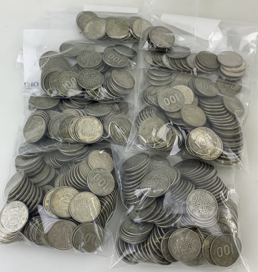 【額面スタート】K2022264674 昭和 東京五輪記念銀貨 1000円 100円 50円 計479枚セット 総重量2.3kg 稲穂 鳳凰 菊 記念硬貨 古銭の画像2